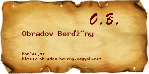 Obradov Berény névjegykártya